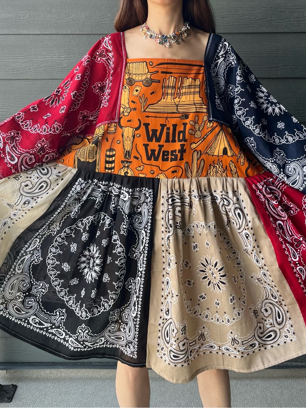 Wild West | Handmade Bandana Dress Western Cowgirl SKU 08224